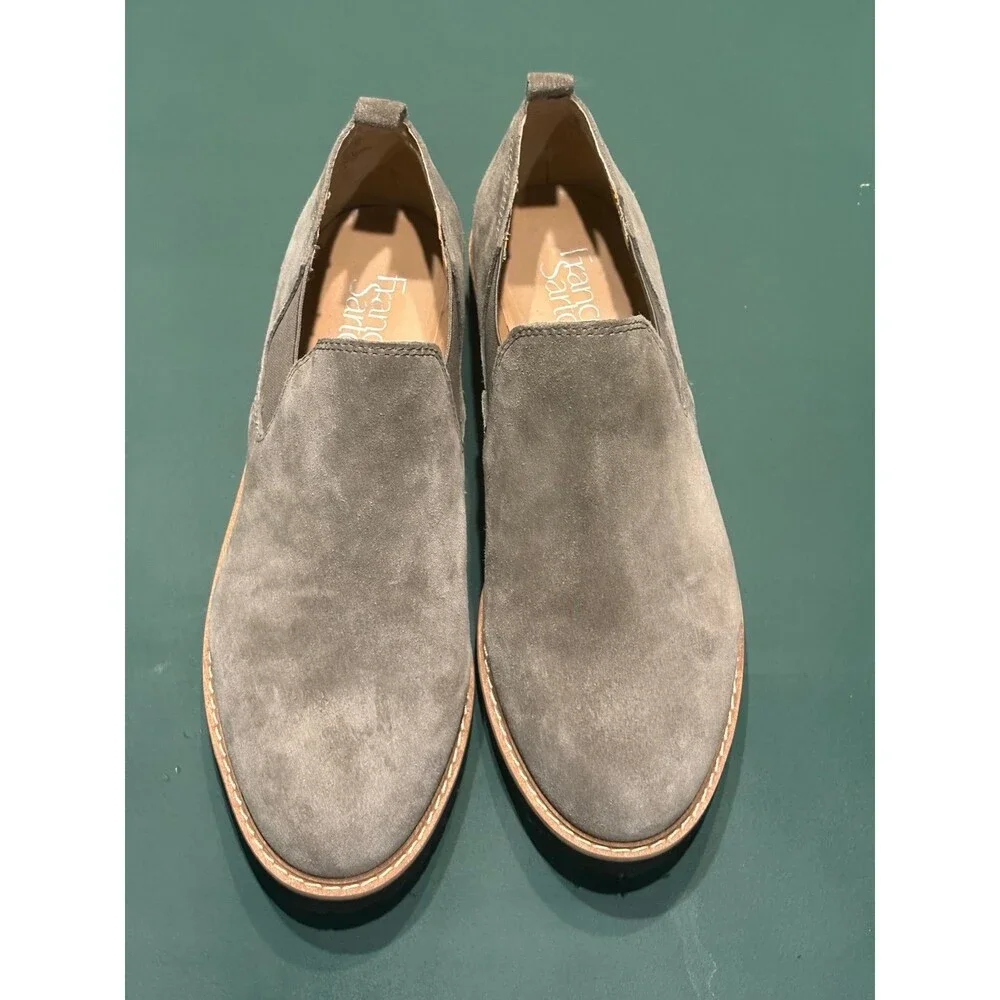 Franco Sarto Cole Women's 9M Grey Suede Ankle Booties Lug Slip On Shoes NWOT